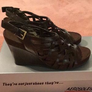 Aerosoles wedge brown sandals size 7